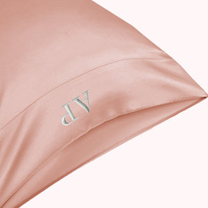 RISE Essential Embroidered Satin Pillowcase - Soft Rose (2 Pack)