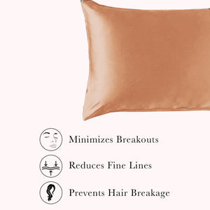 RISE Essential Embroidered Satin Pillowcase - Burnt Sienna (2 Pack)