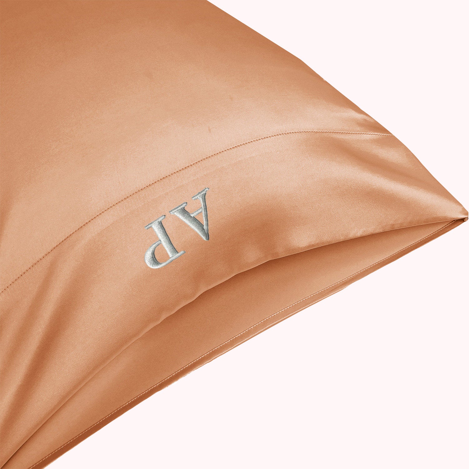 RISE Essential Embroidered Satin Pillowcase - Burnt Sienna (2 Pack)