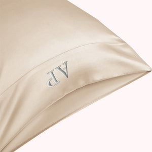 RISE Essential Embroidered Satin Pillowcase - Champagne (2 Pack)