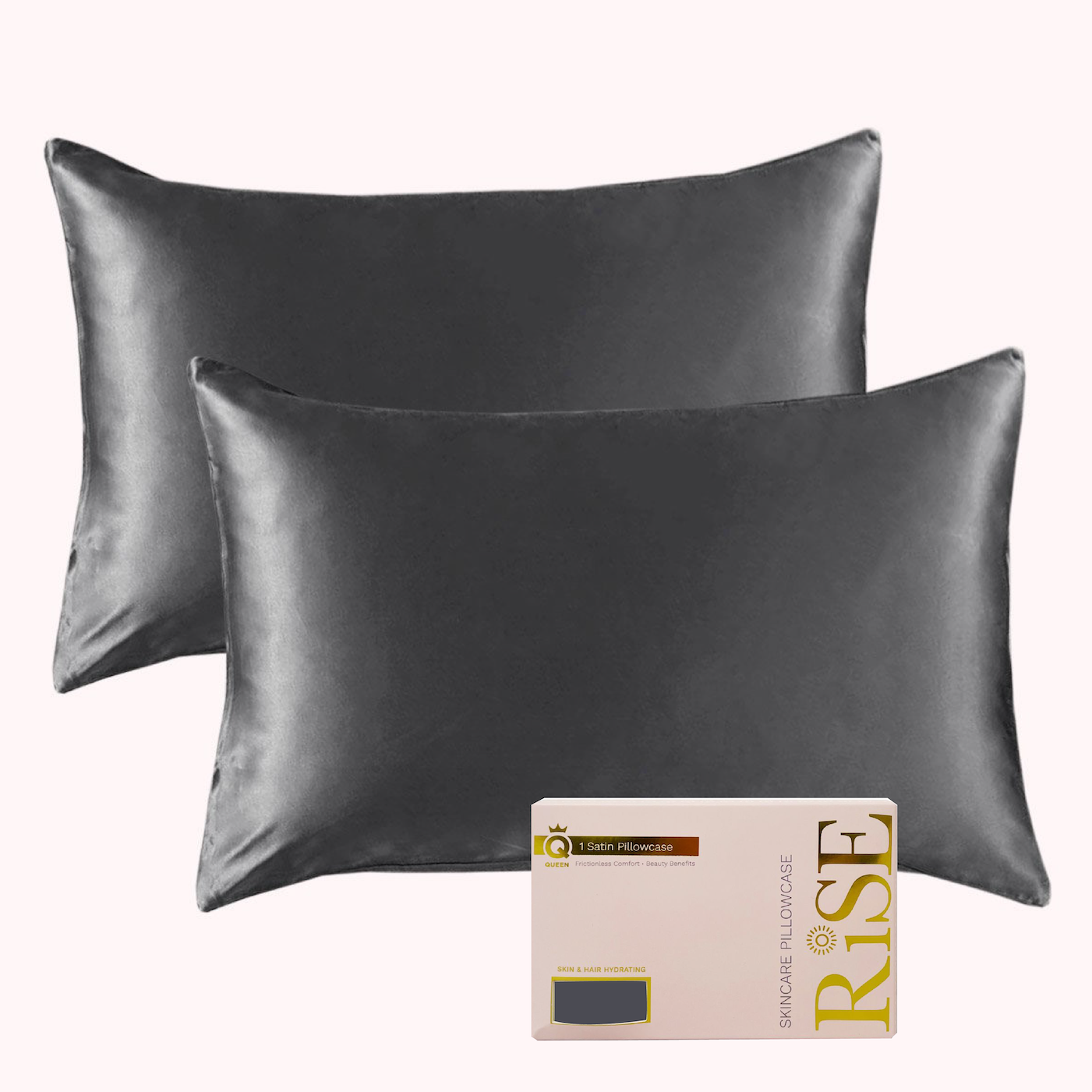 Satin Pillowcase - Charcoal Grey (2 Pack) – risepillowcase