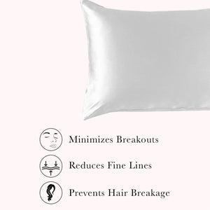 RISE Essential Embroidered Satin Pillowcase - Pearl White (2 Pack)