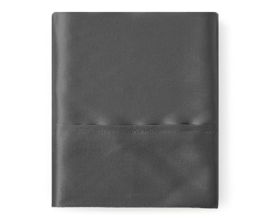 Folded satin flat sheet in dark gray