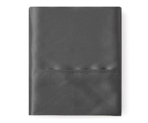 Folded satin flat sheet in dark gray