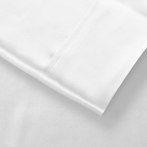 Satin fitted sheet in white