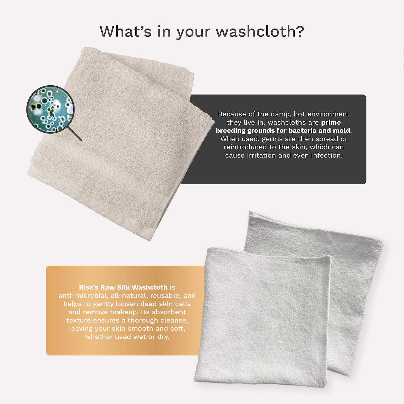 Comparison of normal cotton washcloth to raw silk washcloth benefits